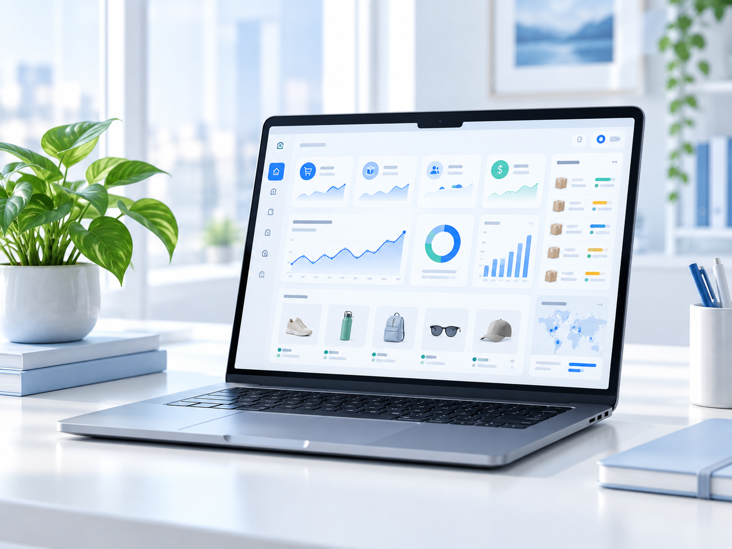 Ecomlifty multichannel E-commerce dashboard on laptop